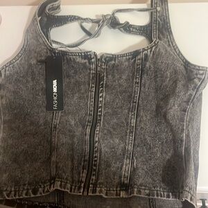 crop top corset acid wash medium